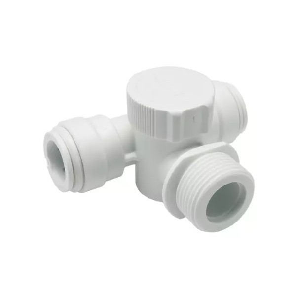 John Guest Válvula de servicio en Te 15mm - 3/4 Rosca BSP John Guest Válvula de servicio en Te 15mm - 3/4 Rosca BSP